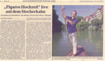 Rhein Neckar Zeitung - Claus Hipp singend auf dem Stocherkahn